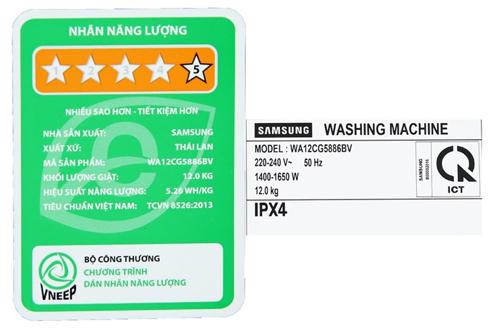Máy Giặt Samsung Inverter 12 Kg WA12CG5886BVSV